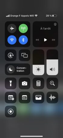 Centre de contrôle de l'iPhone