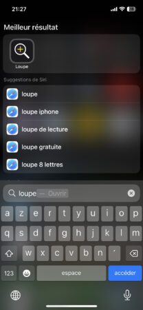 Recherche de l'app Loupe