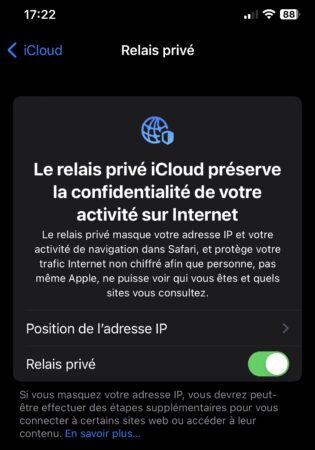 Le relais privé iCloud préserve la confidentialité de votre activité sur internet