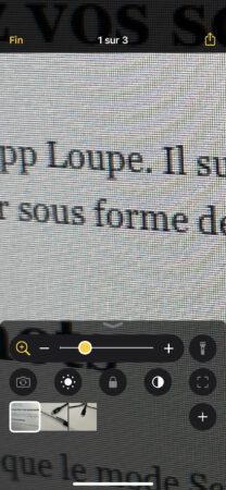 Miniature screenshot dans l'app Loupe iPhone