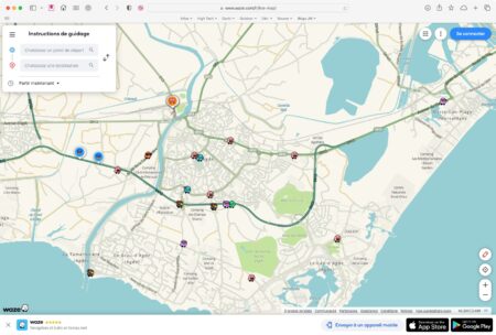Ecran d'accueil de l'app Waze