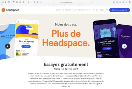 Ecran d'accueil de l'app Headspace